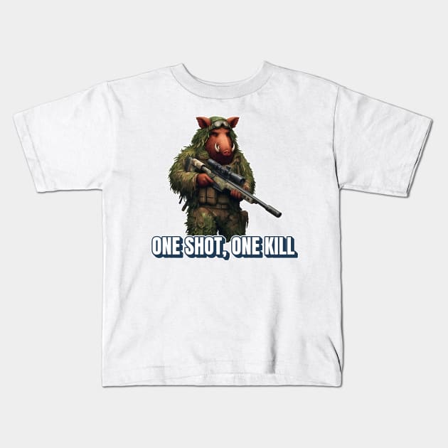 Sniper Wild Boar Kids T-Shirt by Rawlifegraphic